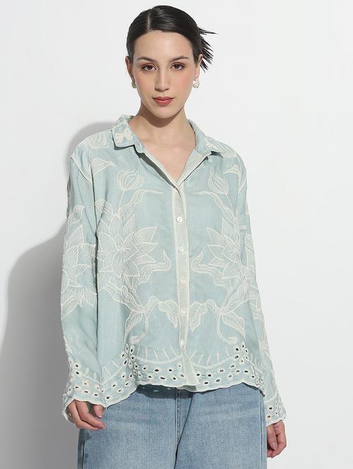 women embroidered long sleeve relaxed fit shirt - 21979937 - Very Small Image - 1