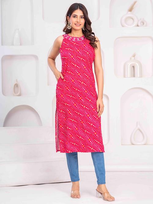 women printed halter neck straight kurta - 21980273 - Very Small Image - 1
