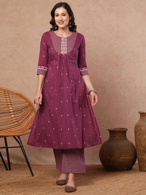 women self designed round neck a-line kurta with pocket - 21980938 - Very Small Image - 1