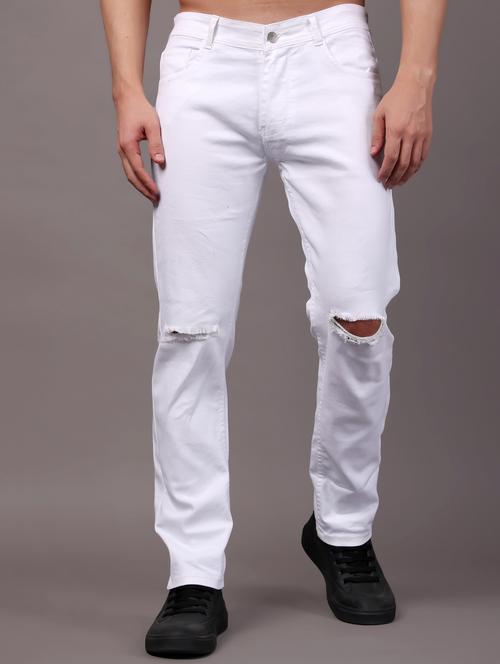 men solid slash knee mid rise slim fit jean - 21980986 - Very Small Image - 1