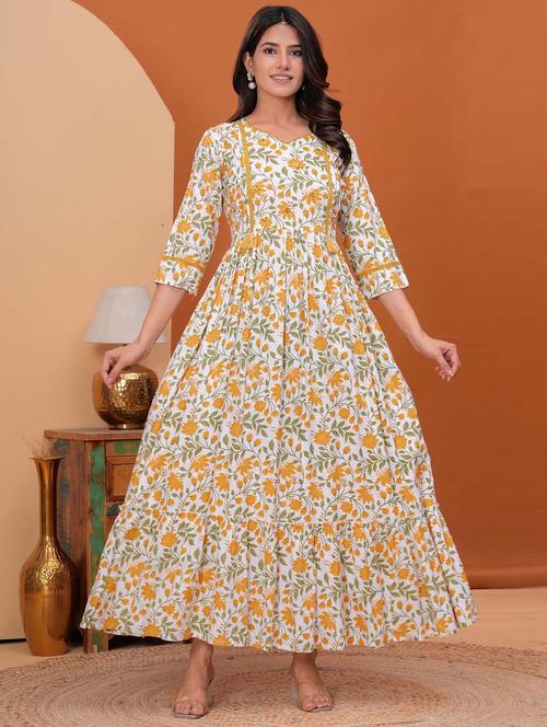 women floral print three quarter sleeve tiered maxi dress - 21980989 - Very Small Image - 1