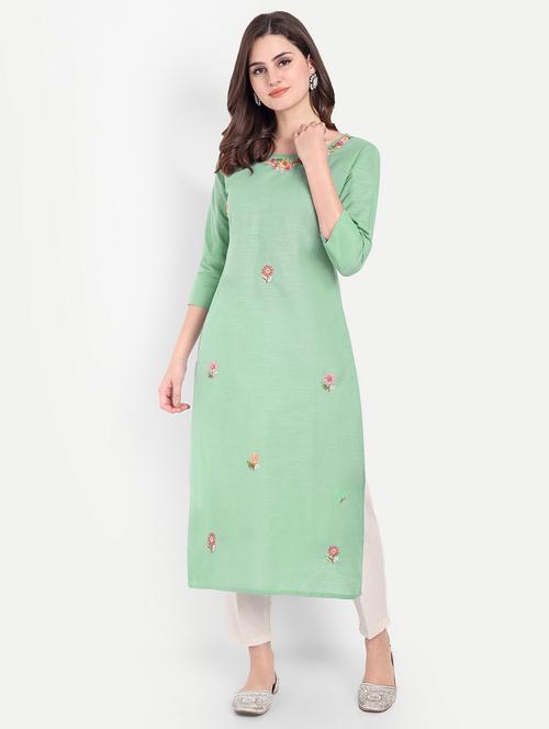 women embroidered three quarter sleeve kurta - 21981043 - Very Small Image - 1