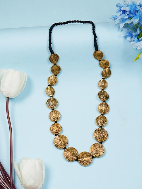 golden ethnic tribal handmade fashion long coin necklace - 21982877 - Very Small Image - 1