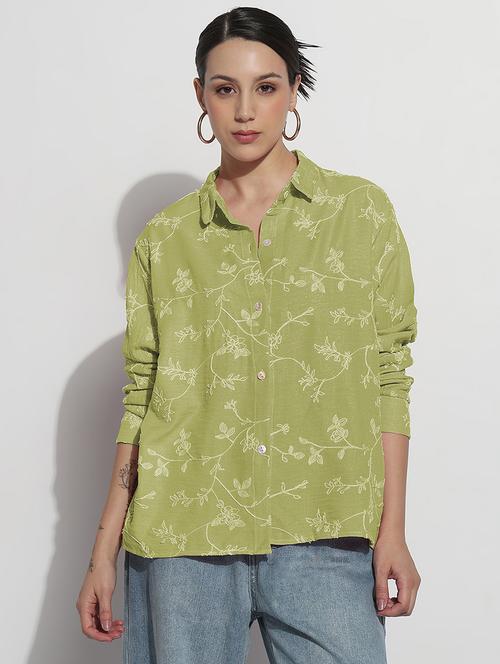 women embroidered long sleeve relaxed fit shirt - 21982940 - Very Small Image - 1