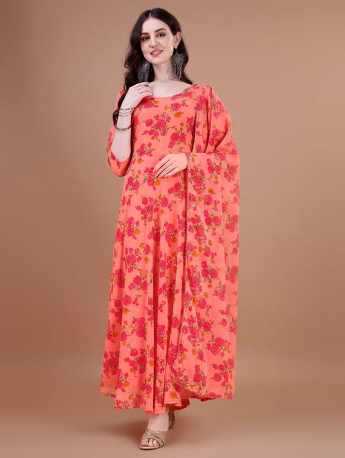 women floral print anarkali kurta and dupatta set - 21983331 - Very Small Image - 1