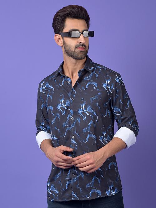 navy blue polyester casual shirt - 21984623 - Very Small Image - 1