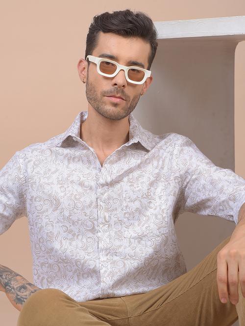 men printed long sleeve slim fit casual shirt - 21984684 - Very Small Image - 1
