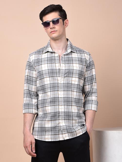 men checkered long sleeve slim fit casual shirt - 21987497 - Very Small Image - 1