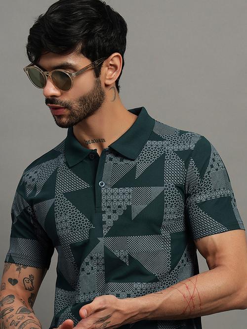 green cotton blend all over print tshirt - 21988954 - Very Small Image - 1