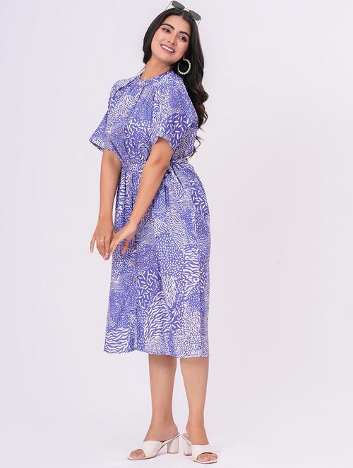 blue cotton belted dress - 21990792 - Very Small Image - 1