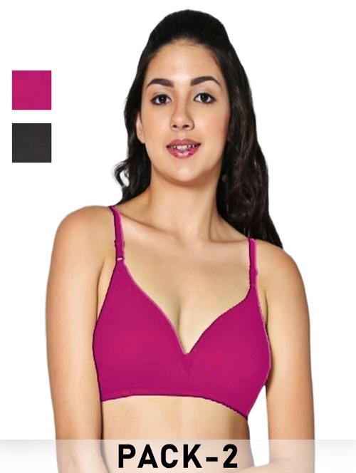 women pack of 2 solid non padded bra - 21990797 - Very Small Image - 1