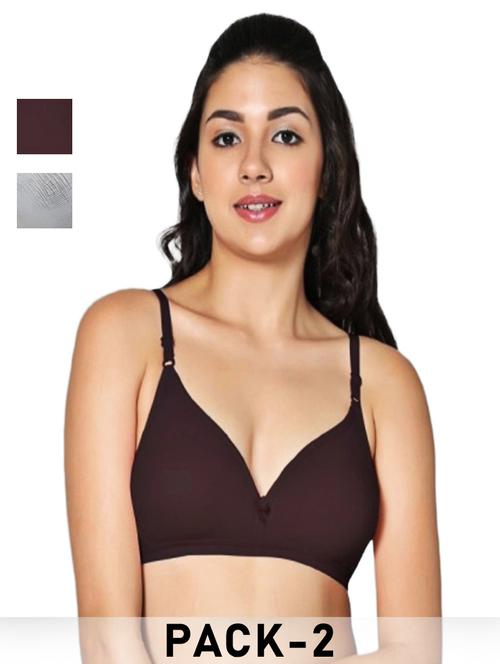 women pack of 2 solid non padded bra - 21990810 - Very Small Image - 1