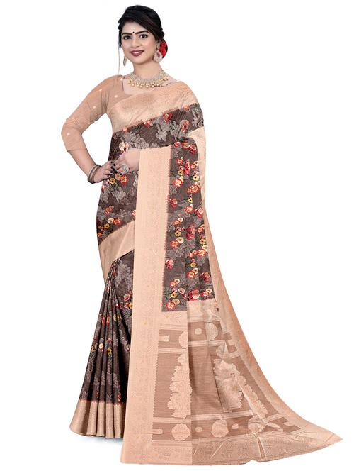 women floral bordered saree with blouse - 21991314 - Very Small Image - 1