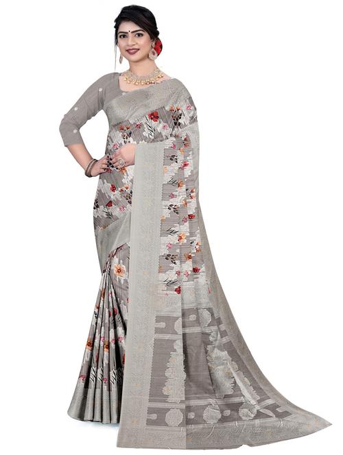 women floral bordered saree with blouse - 21991316 - Very Small Image - 1