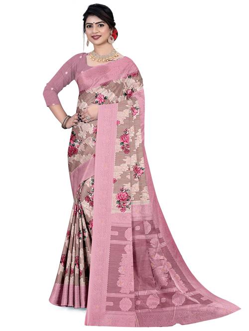women floral bordered saree with blouse - 21991319 - Very Small Image - 1