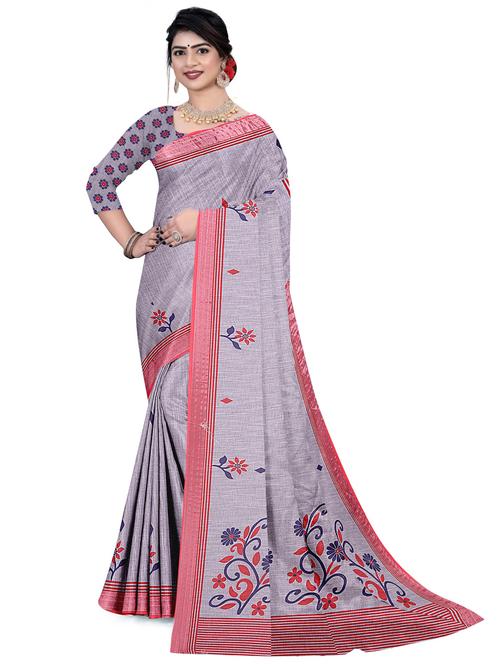 women floral printed saree with blouse - 21991332 - Very Small Image - 1