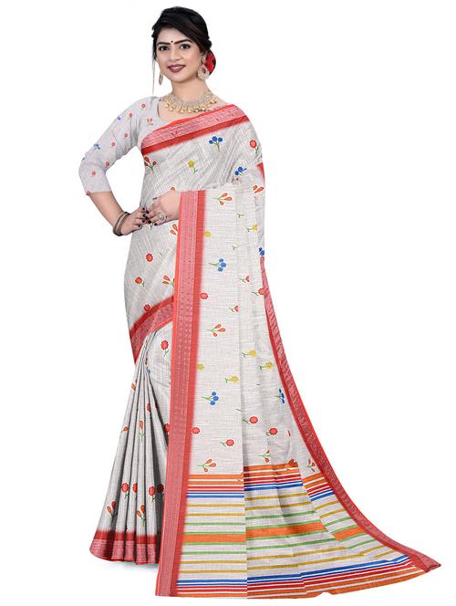 women floral printed saree with blouse - 21991334 - Very Small Image - 1