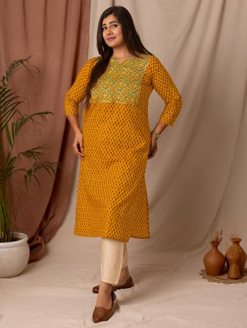 women printed three quarter sleeve straight kurta - 21997305 - Very Small Image - 1