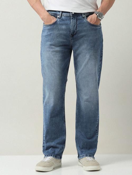 men washed mid rise straight fit jeans - 21998400 - Very Small Image - 1