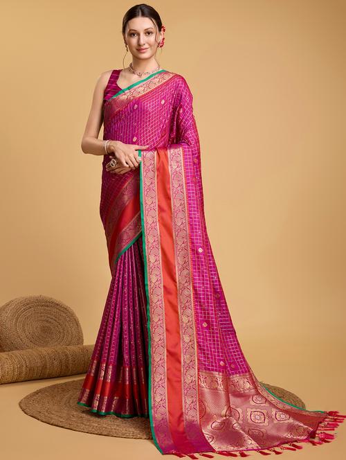 women self design banarasi saree with blouse - 21998769 - Very Small Image - 1
