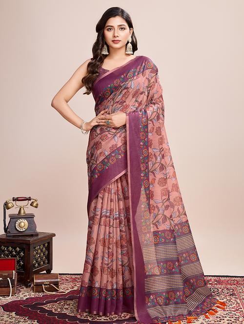 women floral printed casual wear saree with blouse - 21998813 - Very Small Image - 1