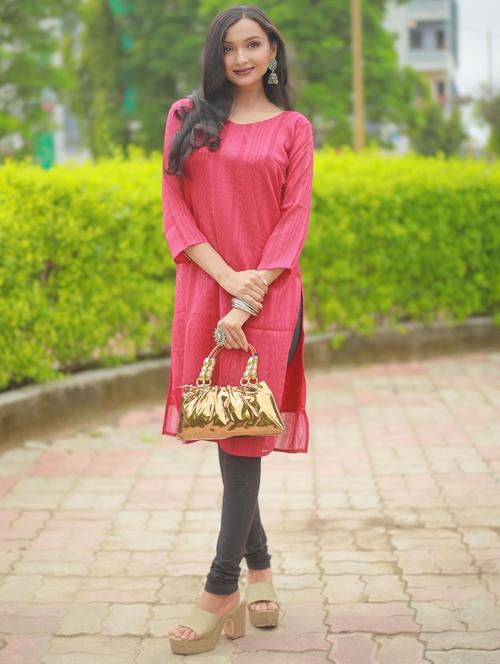 women self design three quarter sleeve straight kurta - 21999968 - Very Small Image - 1