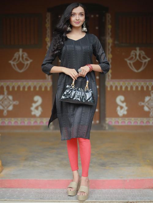women self design three quarter sleeve straight kurta - 21999979 - Very Small Image - 1