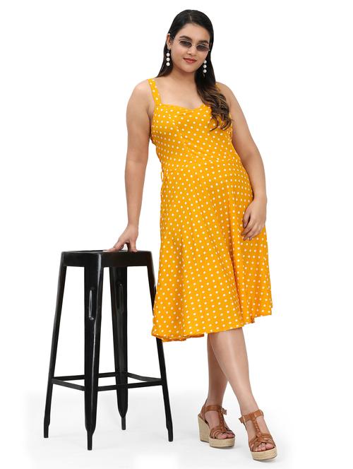 women polka doted shoulder strap fit & flared dress - 22000112 - Very Small Image - 1