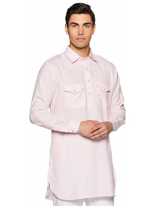 men solid collared long sleeve pathani kurta - 22001037 - Very Small Image - 1