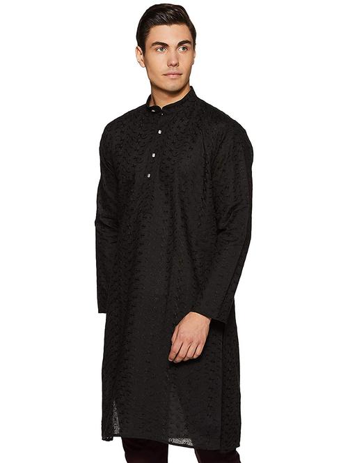men embroidered mandarin neck long sleeve kurta - 22001040 - Very Small Image - 1