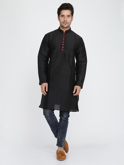 men solid mandarin collar long sleeve kurta - 22001094 - Very Small Image - 1