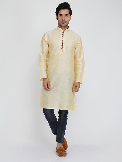 men self designed mandarin collar long sleeve kurta - 22001098 - Very Small Image - 1