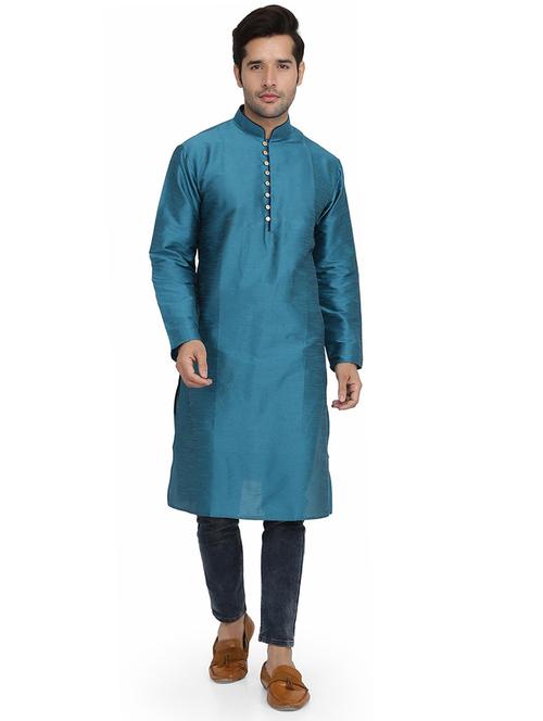 men solid mandarin collar long sleeve kurta - 22001112 - Very Small Image - 1