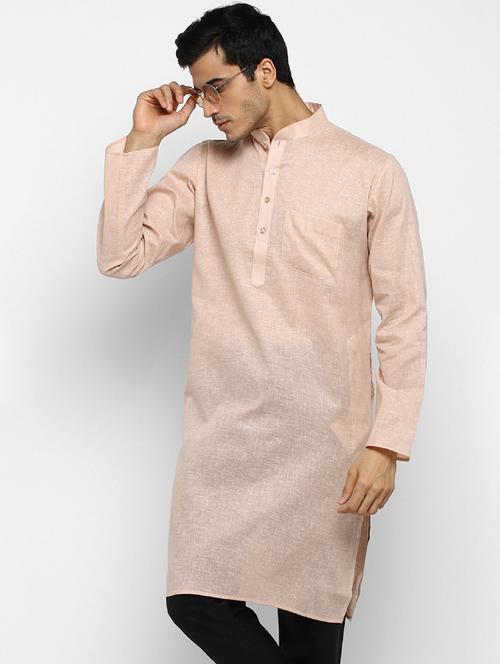 men solid mandarin collar long sleeve kurta - 22001162 - Very Small Image - 1