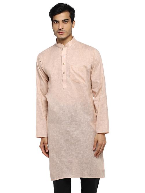 men solid mandarin collar long sleeve kurta - 22001231 - Very Small Image - 1