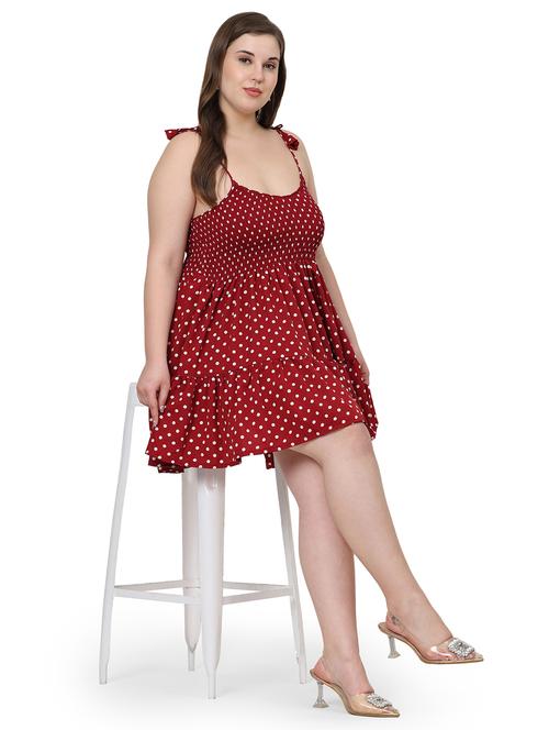 women polka doted shoulder strap tiered dress - 22001254 - Very Small Image - 1
