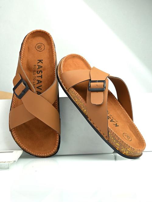 men tan slip on sandal - 22001741 - Very Small Image - 1