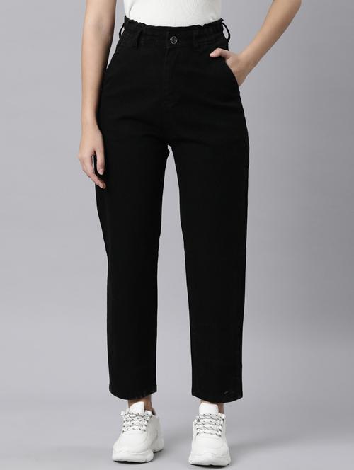 women solid high rise mom fit jean - 22001879 - Very Small Image - 1