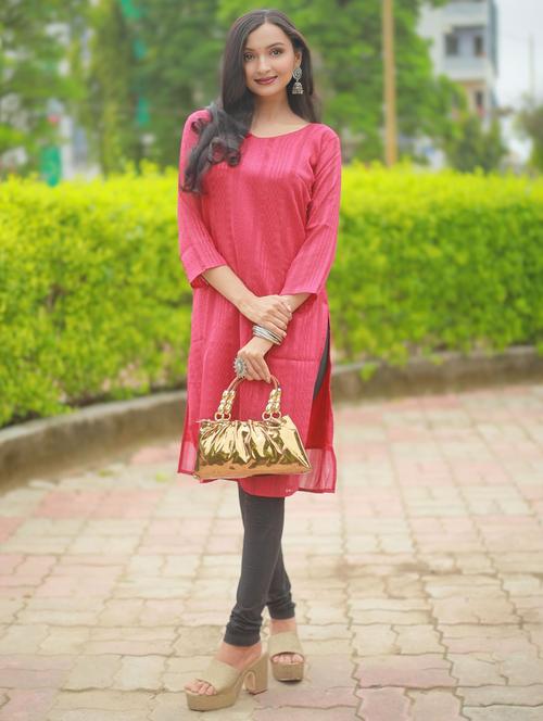 women self design three quarter sleeve straight kurta - 22003723 - Very Small Image - 1
