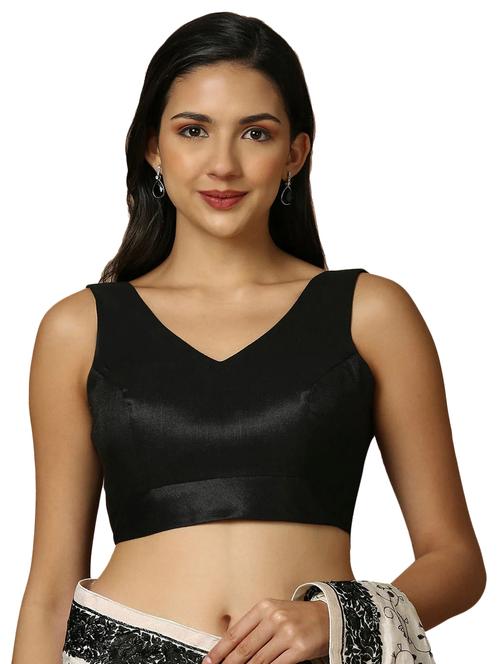 women solid v-neck sleeveless stitched blouse - 22003852 - Very Small Image - 1