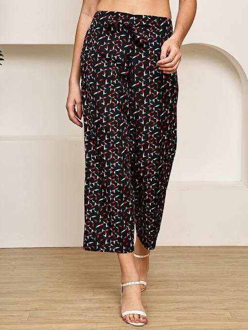 women printed mid rise ankle length straight trouser - 22003953 - Very Small Image - 1