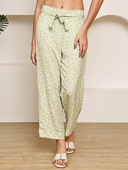 women neo mint printed mid rise ankle length straight trouser - 22003959 - Very Small Image - 1