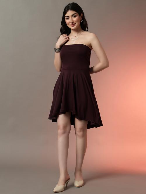 women solid ooff shoulder fit & flare dress - 22006873 - Very Small Image - 1