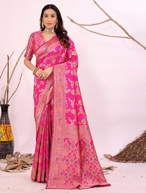 women self design banarasi saree with blouse - 22006959 - Very Small Image - 1