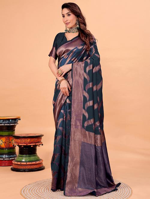 women self design banarasi saree with blouse - 22007001 - Very Small Image - 1