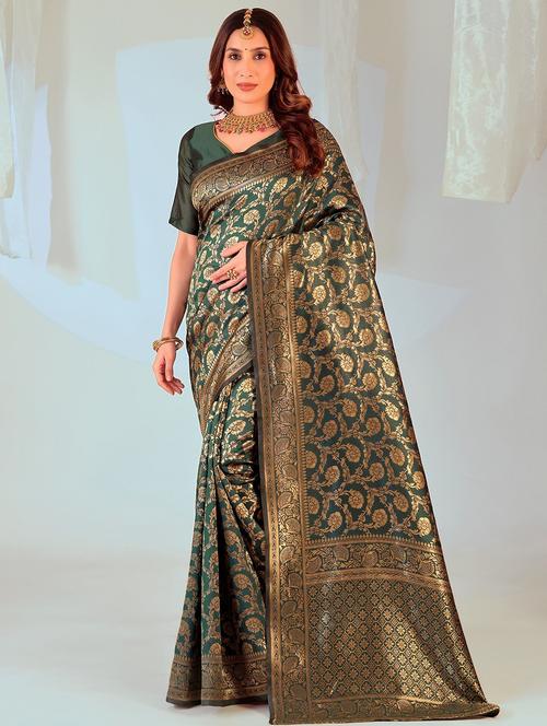 women self design banarasi saree with blouse - 22007114 - Very Small Image - 1