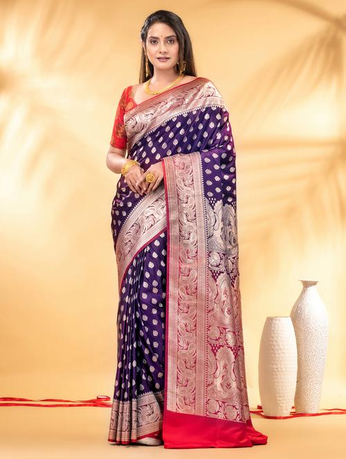 women self design banarasi saree with blouse - 22011336 - Very Small Image - 1