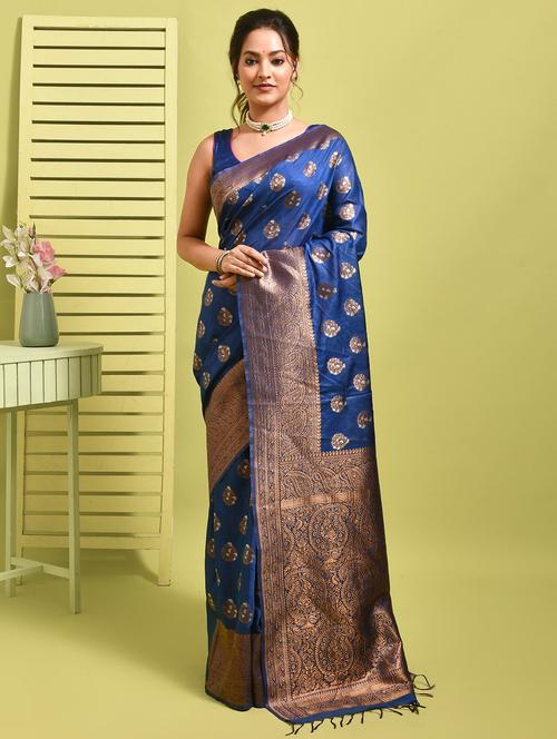 women self design banarasi saree with blouse - 22014355 - Very Small Image - 1
