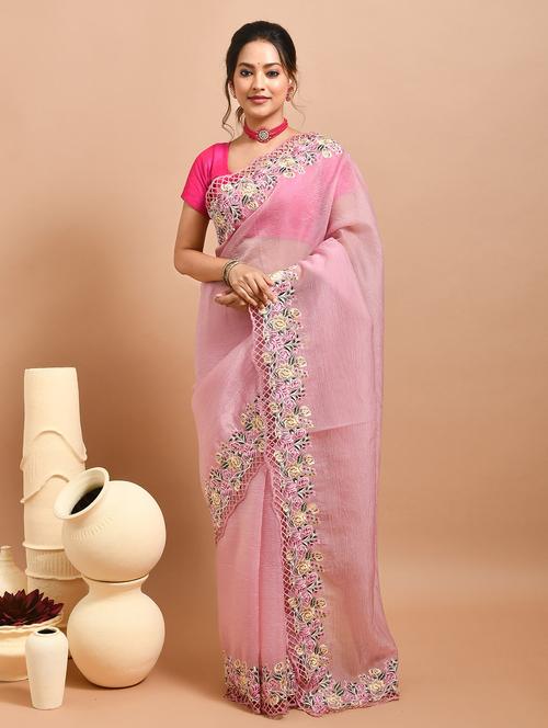 women solid with bordered saree with blouse - 22014415 - Very Small Image - 1