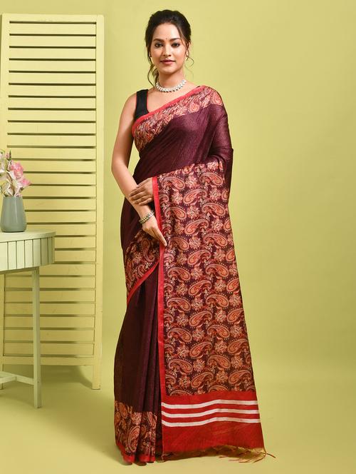 women printed casual wear saree with blouse - 22014436 - Very Small Image - 1